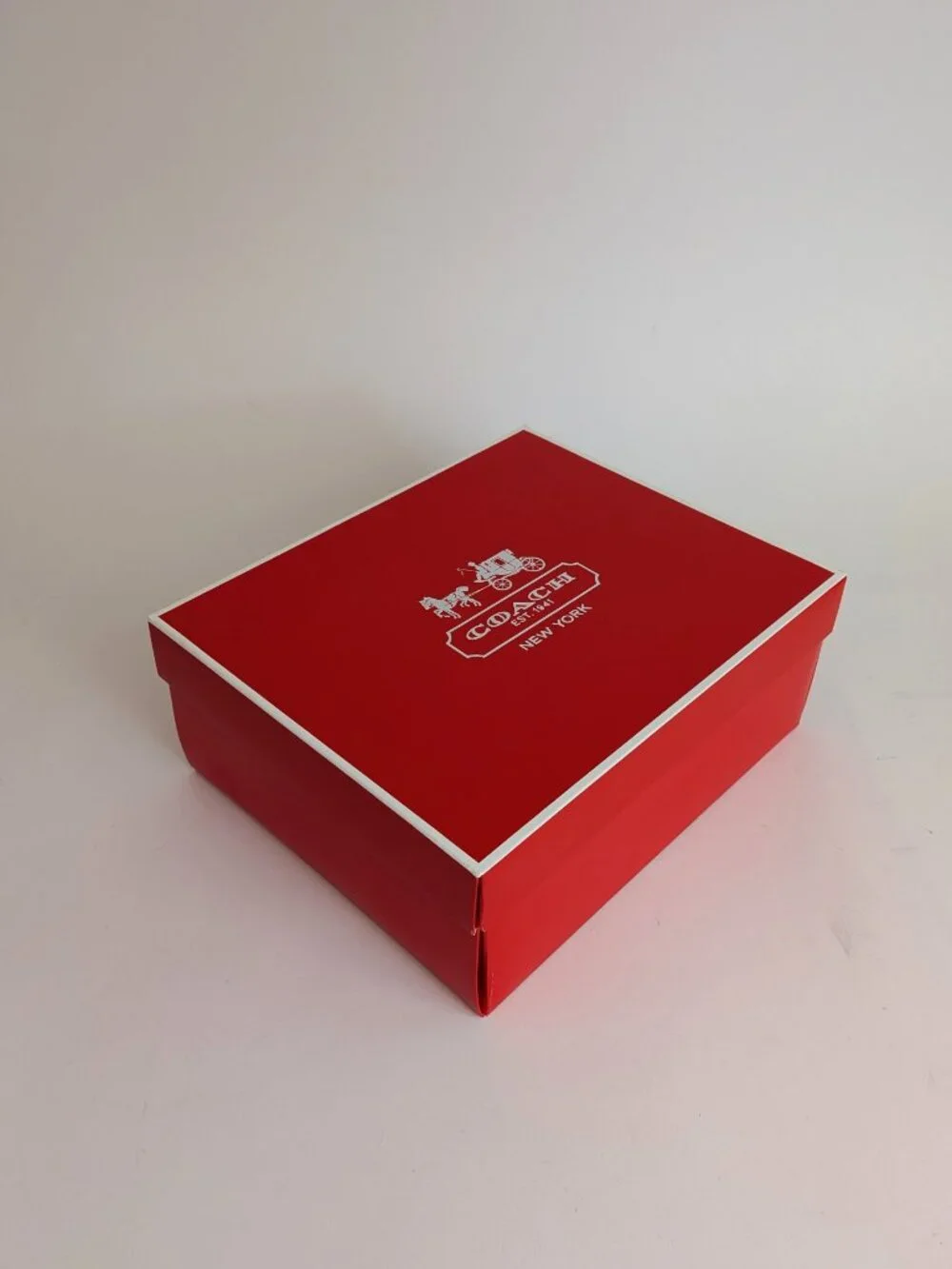 Authentic COACH Red Gift Box with Lid & Ribbon – Medium